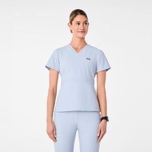 Figs Chambray Adra V-Neck Scrub Top